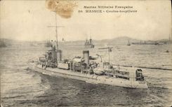 Vintage Postcard Boat Bludgeon Against Destroyer