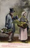 CPA Folklore Costumes Sarthois Pere Queru et Maitresse Chantepie 