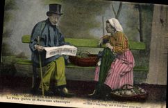 CPA Folklore Costumes Sarthois Le Pere Queru et Maitresse Chantepie 