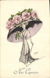 CPA Fantaisie Illustrateur Femme Coiffe Chapeau 