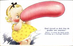 CPA Fantaisie Illustrateur Enfant Saucisse 