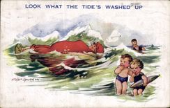 CPA Fantaisie Illustrateur Fred Spurgin Look what the tide's washed up 