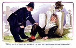 Postal Fantasia Ilustrador Phil Martin Police Policier