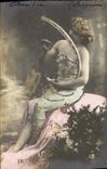 CPA Femme Harpe 