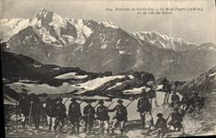 Vintage Postcard Militaria Alpine hunters Surroundings of co. Foy the Rotted Mount seen of the lake of the return