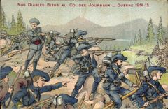 CPA Militaria Chasseurs Alpins Nos Diables bleus au col des Journaux 