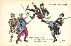 Postal Fantasia Ilustrador Militaria Ataque por sorpresa