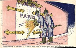 Postal Fantasia Ilustrador Militaria París Indecisión