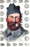 Postal Fantasia Ilustrador Militaria Soldado Melenudo