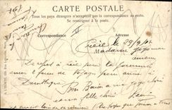 Postal Fantasia Ilustrador Militaria la guerra Creil Rue Gambetta incendiar por los Alemanes
