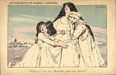 CPA Fantaisie Illustrateur Militaria Le plebiscite en Alsace Lorraine 