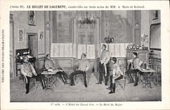 Postal Teatro el billete de alojamiento Vodevil Marzo y de Keroul el Hotel del Caballo de Oro