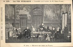 Vintage Postcard Theater the Réunion Public life of the heads of party Emile Fabre Theater of the Rebirth