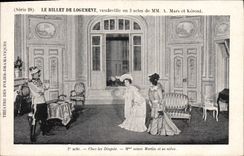 Vintage Postcard Theater of the Dramatic Madnesses the billet Keroul Mars In Dingois widowed Mrs. Martin and his niece