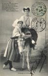 Vintage Postcard Folklore Homage to Sablaises Donkey Mule