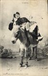 Vintage Postcard Folklore Collapses It Donkey Mule
