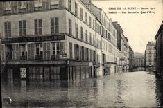 CPA Billard Crue de la Seine Janvier 1910 Paris Rue Surcouf et Quai d'Orsay Cafe Restaurant 2 Billards Cafe de l'aquarium