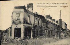 CPA Billard Creil Maisons bombardees par les Allemands Militaria Cafe Billard