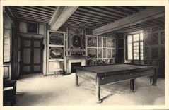 Vintage Postcard Billiards Castle of Bussy Rabutin Room of the currencies