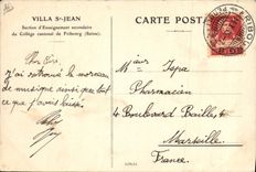 Vintage Postcard Billiards City St Jean Section of Secondary education of the cantonal College of Swiss Freiburg