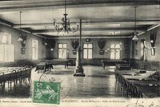 Vintage Postcard Billiards St Maixent Military academy Room of Militaria Re-creation