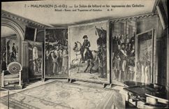 Vintage Postcard Malmaison Billiards the living room of billiards and tapestries of the Goblins Napoleon 1st