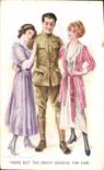 Vintage Postcard Fantasy Illustrator Women Militaria Soldier