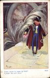 Vintage Postcard Fantaisie Illustrator Child I like the cold wave best!