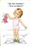 Vintage Postcard Fantasy Illustrator Child Oh this freedom!