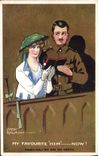 Vintage Postcard Fantasy Illustrator Woman Soldier Militaria Fred Spurgin