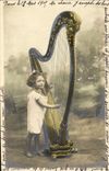 CPA Enfant Harpe 