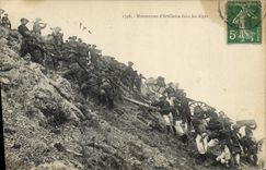 Vintage Postcard Militaria Alpine hunters Operations of artillery in the Alps