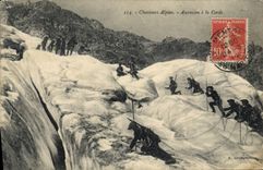 Vintage Postcard Militaria Alpine hunters Rise has the Alpinisme cord