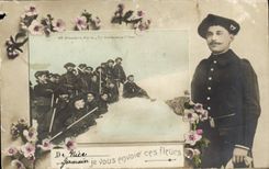 Vintage Postcard Militaria Alpine hunters In operations of Nice winter