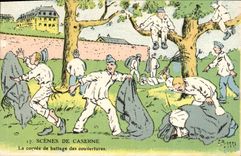 Vintage Postcard Militaria Scenes of barracks the drudgery of beating of the covers