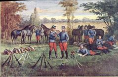 Vintage Postcard Militaria Chasseurs has horse the bivouac