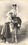 Vintage Postcard Folklore Sands of Olonnne Sablaises Donkey mule