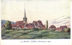 Vintage Postcard Fantasy Illustrator Hansi Alsace Mittelbergheim