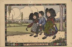 CPA Fantaisie Illustrateur Hansi Alsace Enfants La Marseillaise