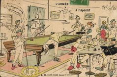 CPA Billard Armee moderne A l'aperitif Militaria