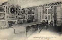 Vintage Postcard Billiards Castle of Russy Rabutin the room of the currencies