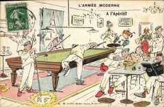 CPA Billard Armee moderne A l'aperitif Militaria