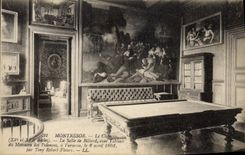Vintage Postcard Billard Montresor the chateay the room of billiards table of the massacre of Polish has Warsaw