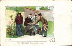 Picturesque Vintage Postcard Paris Players of three-card trick