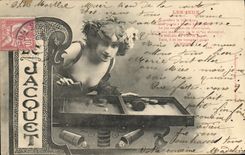 Vintage Postcard the plays Cup-and-ball Jacquet Woman
