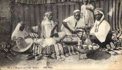 Vintage Postcard Negros with the coffee Moor