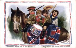 Vintage Postcard Fantasy Illustrator Children Militaria horse