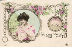 CPA Cochon Porc Femme 