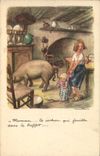 CPA Cochon Porc Illustrateur Poulbot 