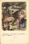 CPA Cochon Porc Illustrateur Poulbot 